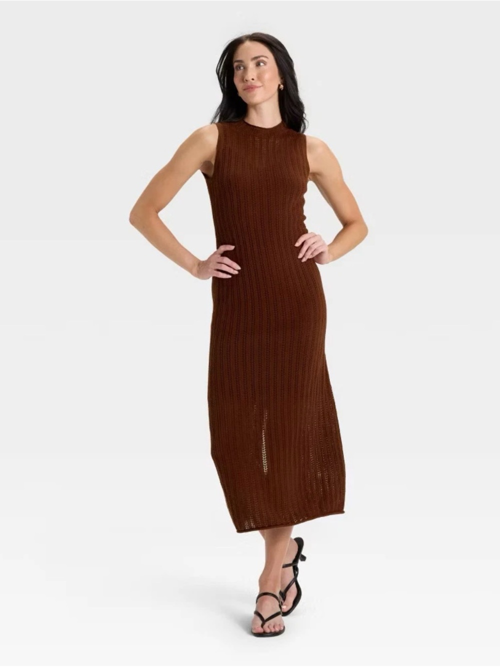 a new day Sleeveless Knit Maxi Dress in Chocolate Brown